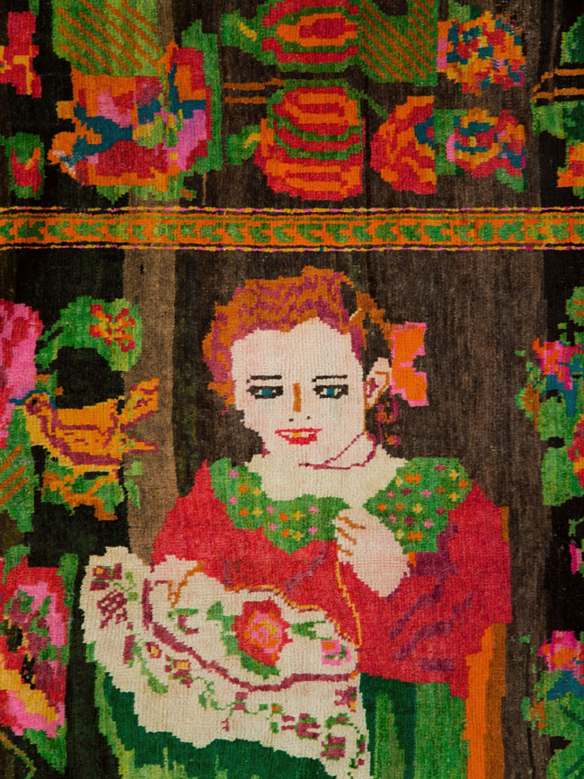 Vintage Pictorial Karabagh Rug, No.27809 - Staging