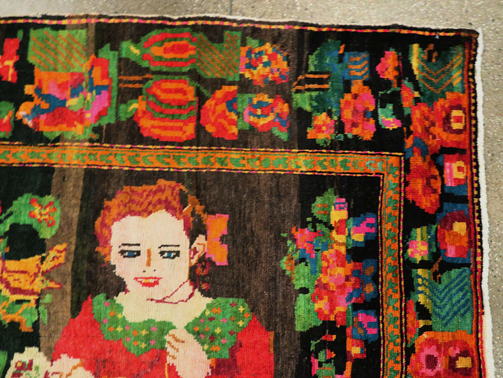 Vintage Pictorial Karabagh Rug, No.27809 - Staging