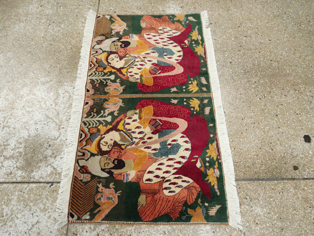 Vintage Persian Tabriz Pictorial Rug, No.27810 - Staging