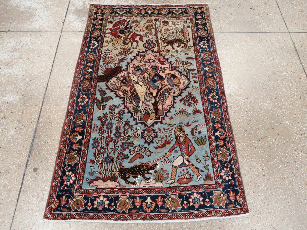 Vintage Persian Tabriz Pictorial Rug, No.27811 - Staging