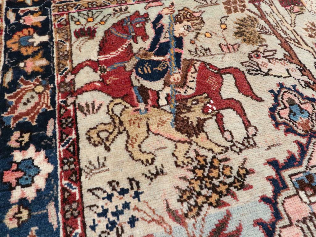 Vintage Persian Tabriz Pictorial Rug, No.27811 - Staging