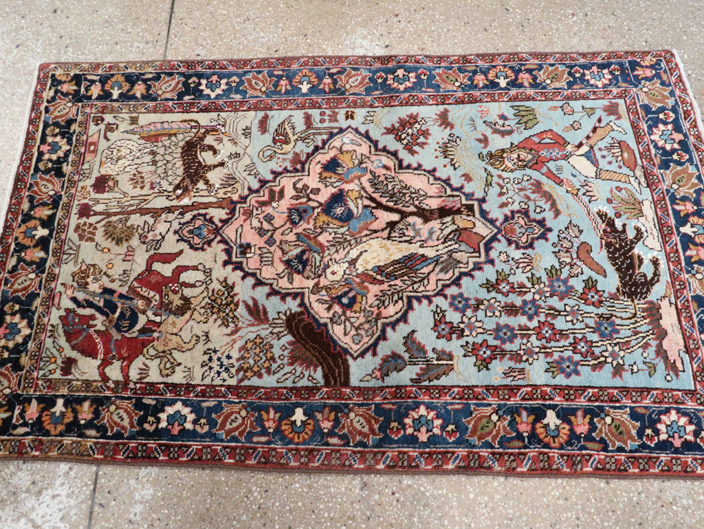 Vintage Persian Tabriz Pictorial Rug, No.27811 - Staging