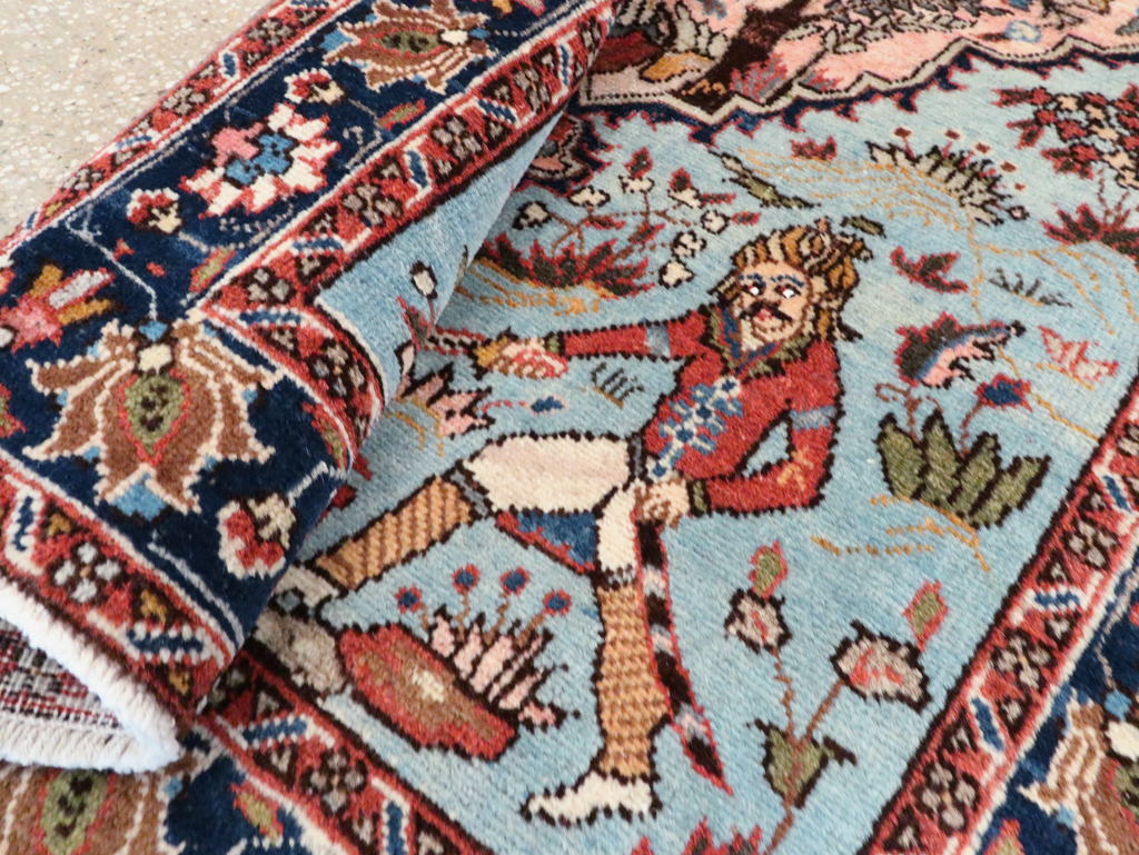 Vintage Persian Tabriz Pictorial Rug, No.27811 - Staging