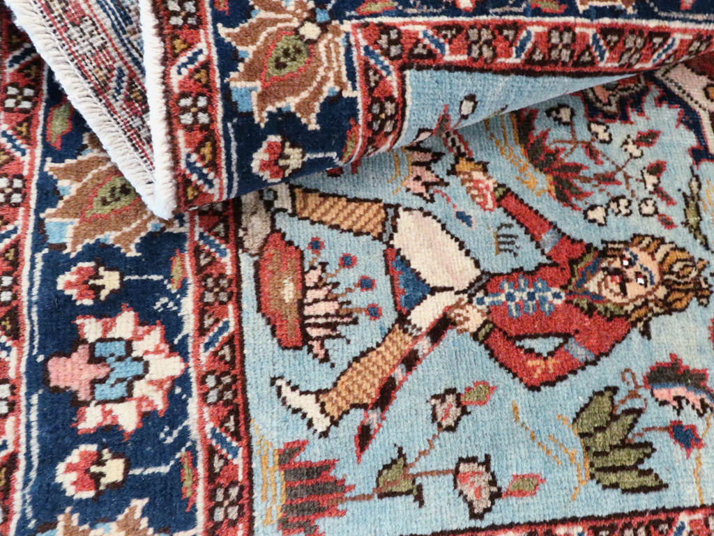 Vintage Persian Tabriz Pictorial Rug, No.27811 - Staging