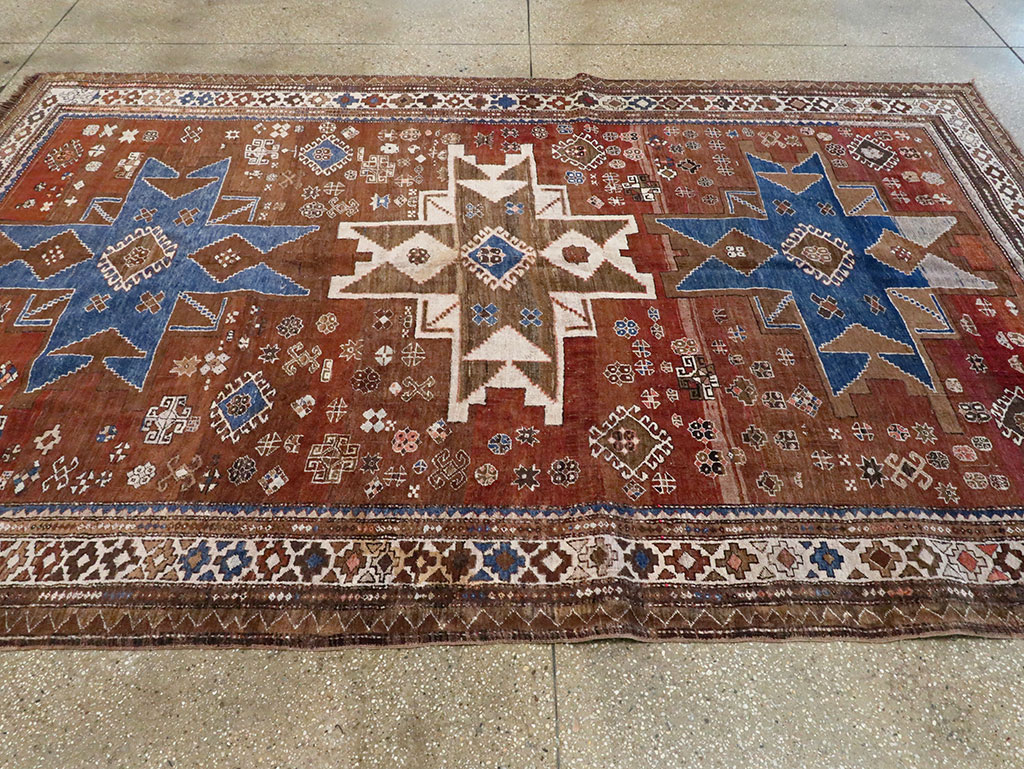 Vintage  Caucasian Kazak Rug, No.27814 - Staging