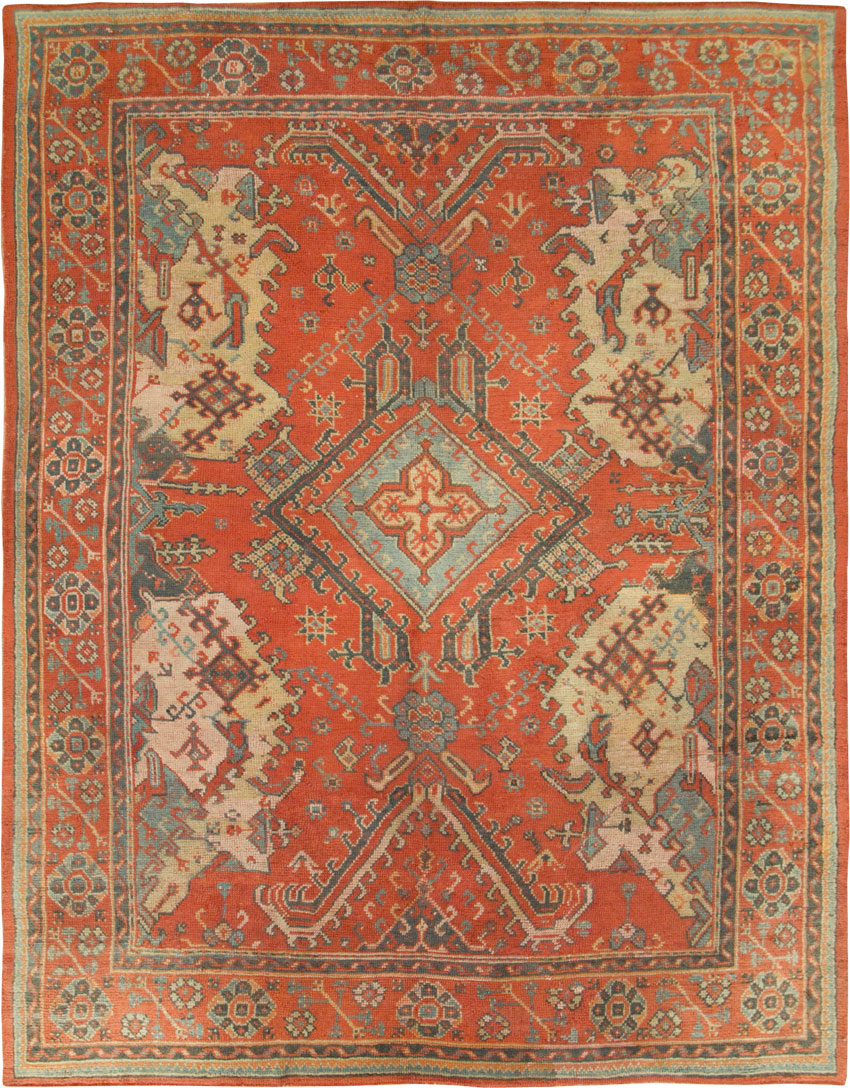 Antique Turkish Oushak Rug, No.27815 - Staging