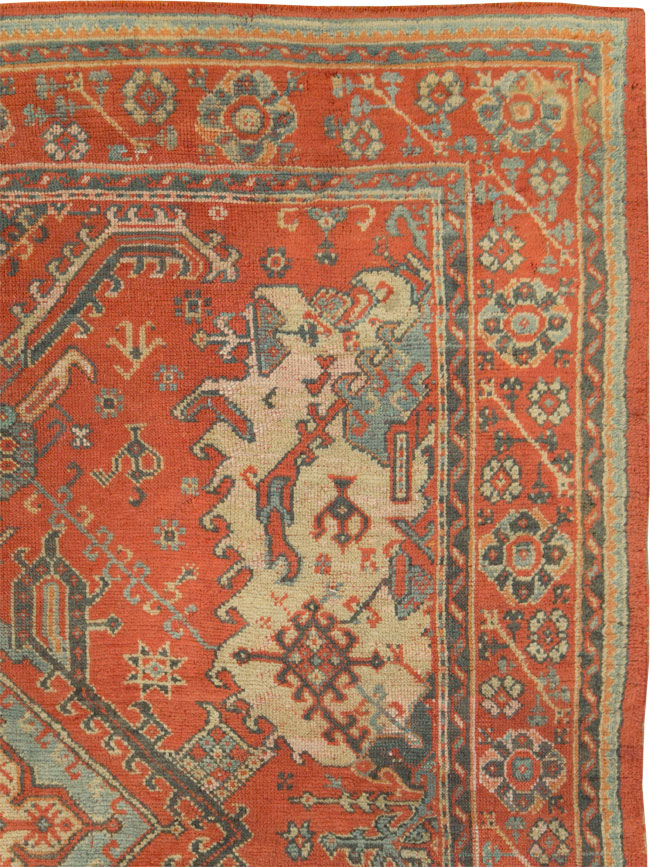 Antique Turkish Oushak Rug, No.27815 - Staging