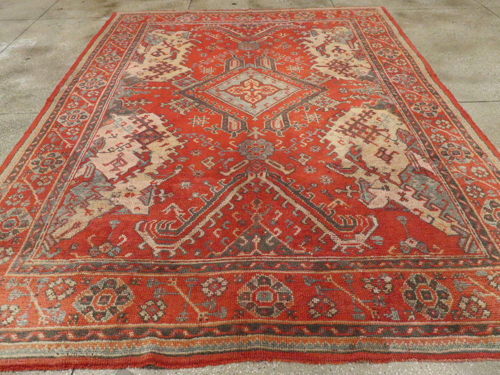 Antique Turkish Oushak Rug, No.27815 - Staging