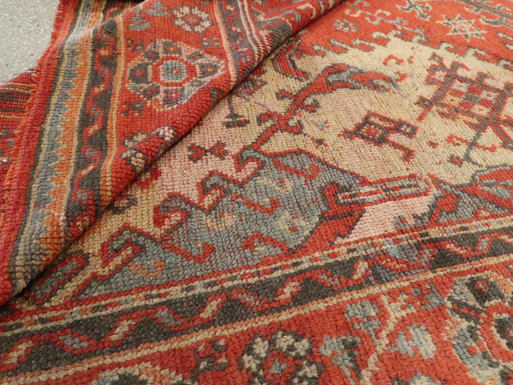 Antique Turkish Oushak Rug, No.27815 - Staging