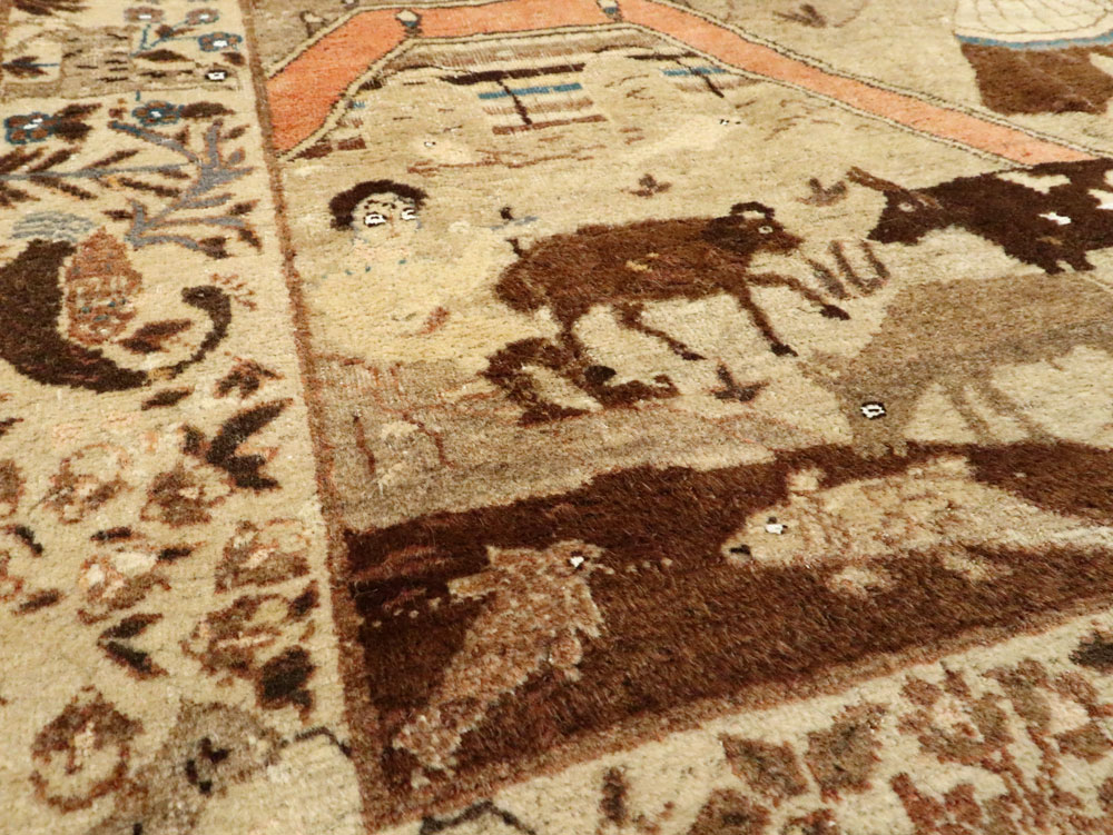 Antique Persian Pictorial Tabriz Rug, No.27817 - Staging