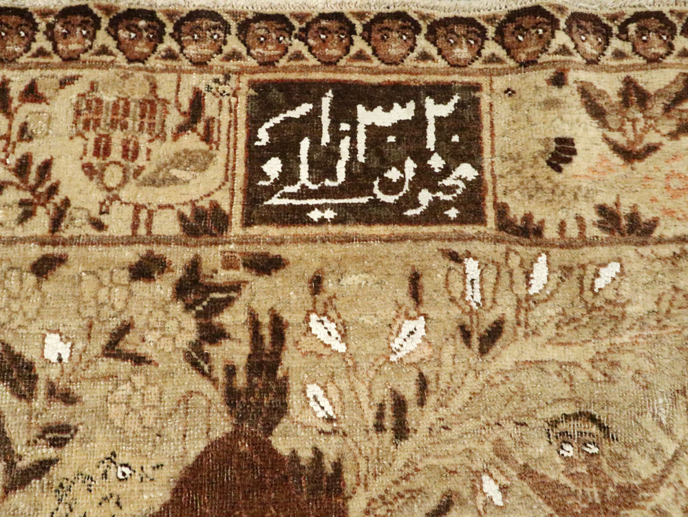 Antique Persian Pictorial Tabriz Rug, No.27817 - Staging