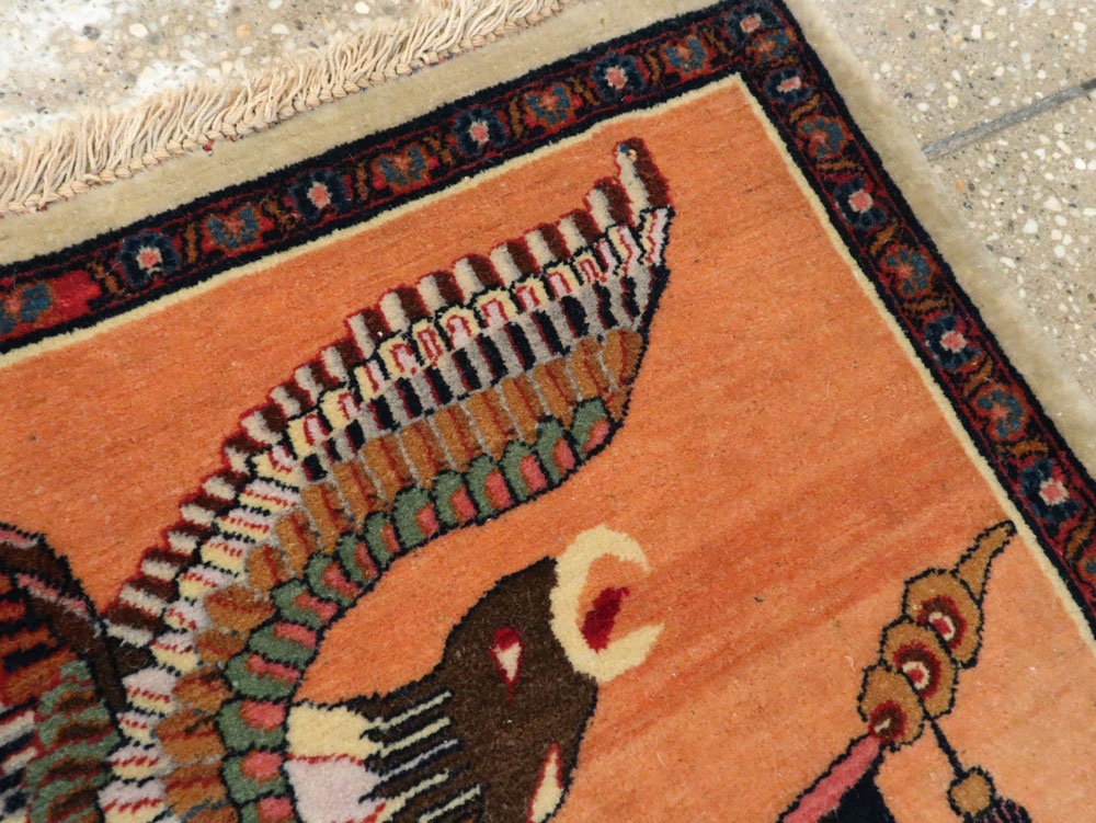 Antique Persian Kashan Flag Pictorial Rug, No.27823 - Staging