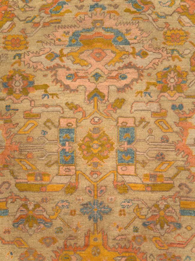 Antique Turkish Oushak Square Carpet, No.27824 - Staging