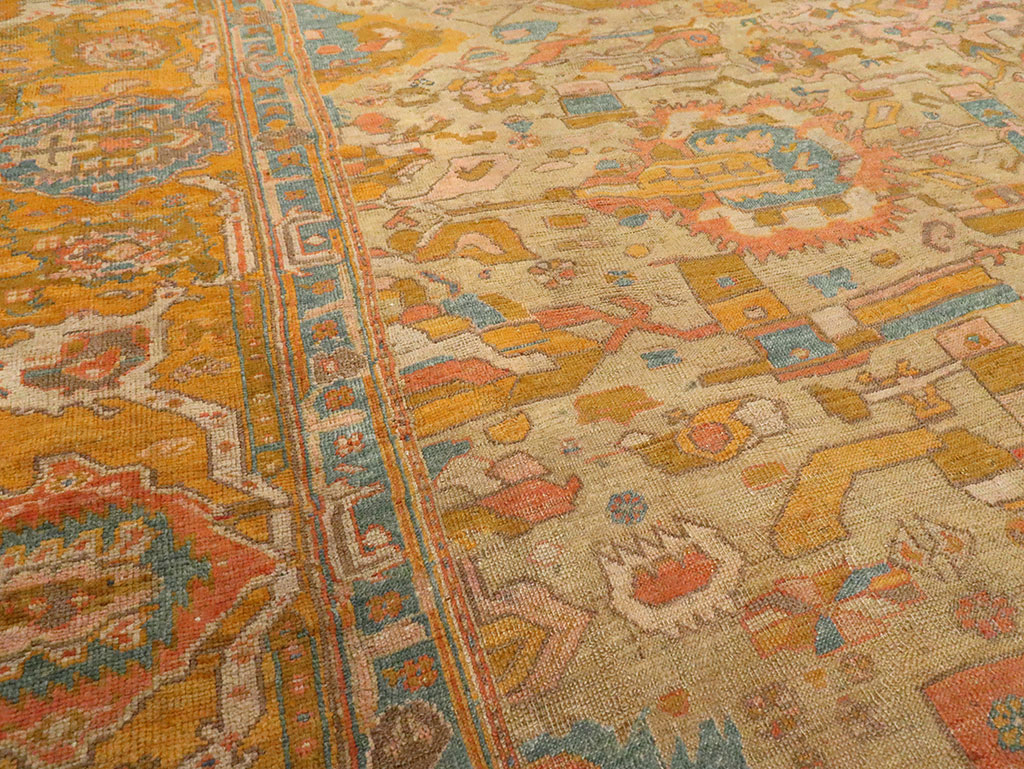 Antique Turkish Oushak Square Carpet, No.27824 - Staging