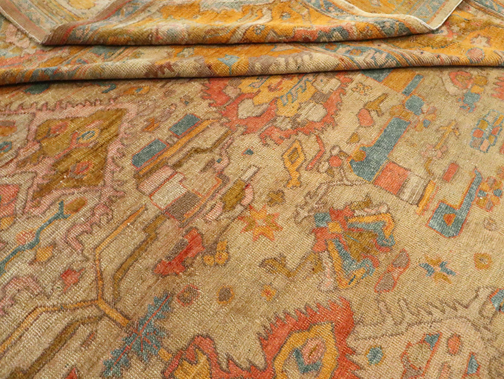 Antique Turkish Oushak Square Carpet, No.27824 - Staging