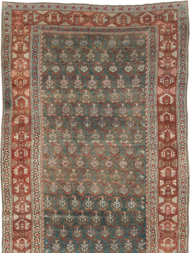 Antique Persian Kurdish Wide Gallery Runner, No.27826 - Staging