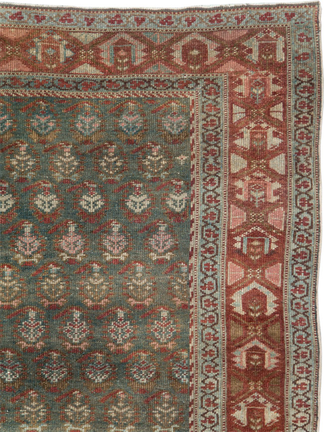 Antique Persian Kurdish Wide Gallery Runner, No.27826 - Staging
