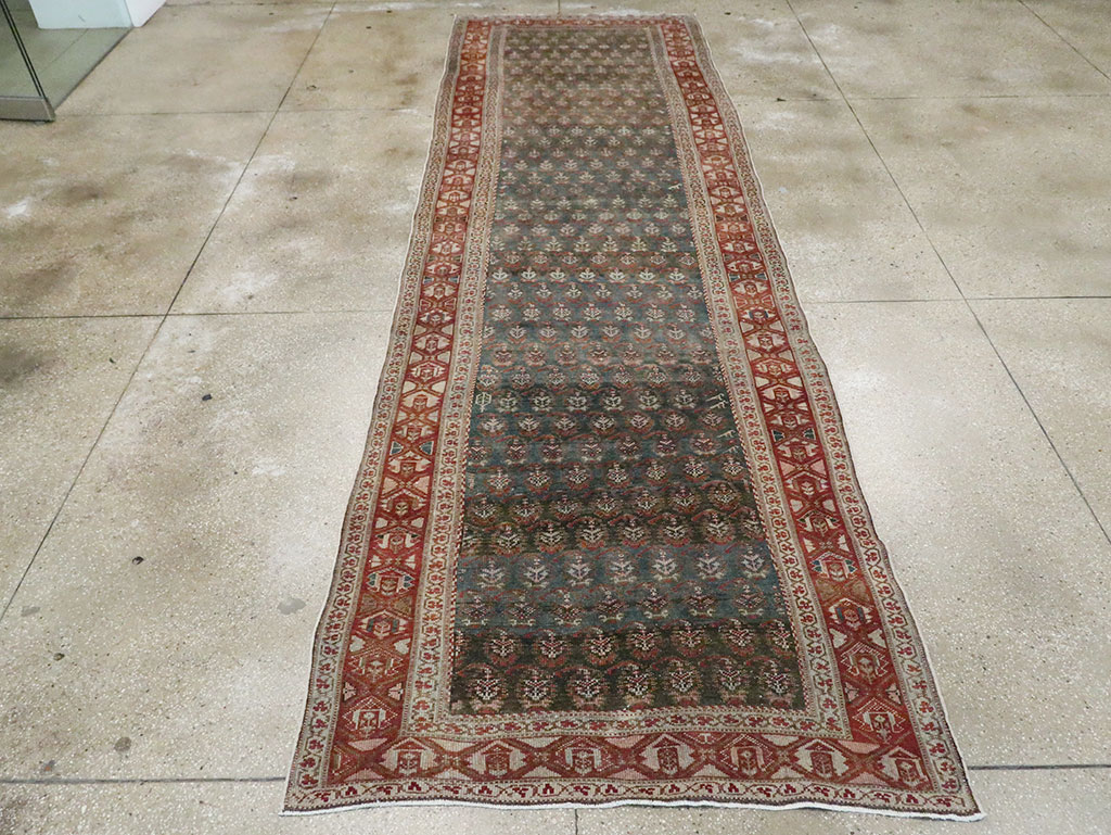 Antique Persian Kurdish Wide Gallery Runner, No.27826 - Staging