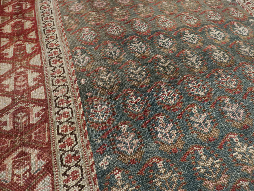 Antique Persian Kurdish Wide Gallery Runner, No.27826 - Staging