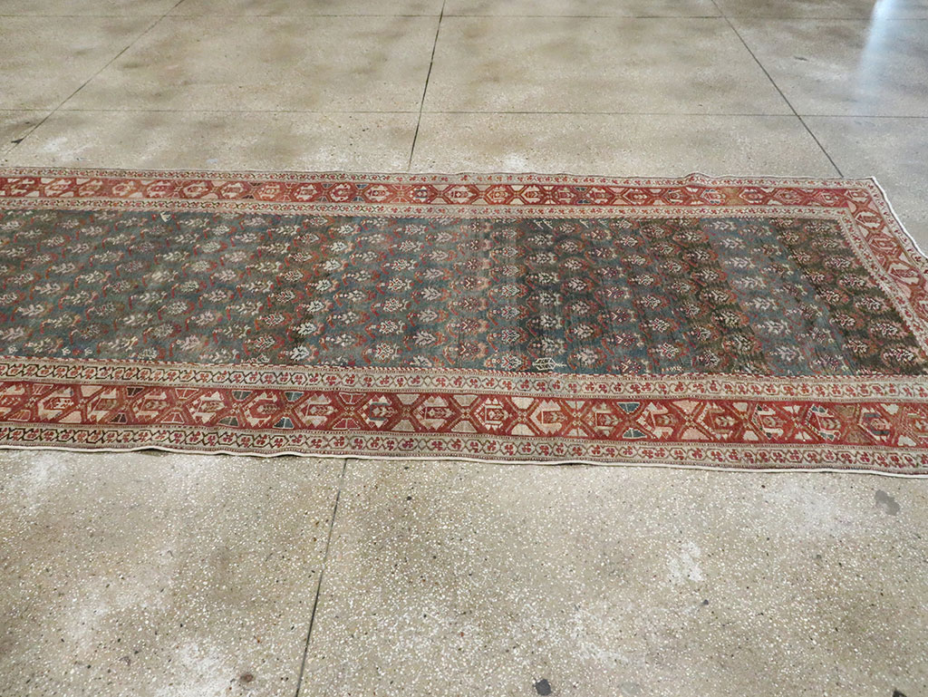 Antique Persian Kurdish Wide Gallery Runner, No.27826 - Staging