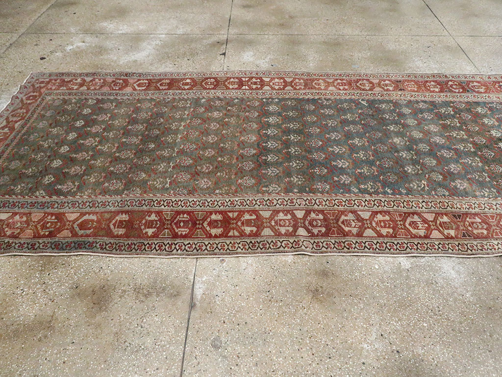 Antique Persian Kurdish Wide Gallery Runner, No.27826 - Staging