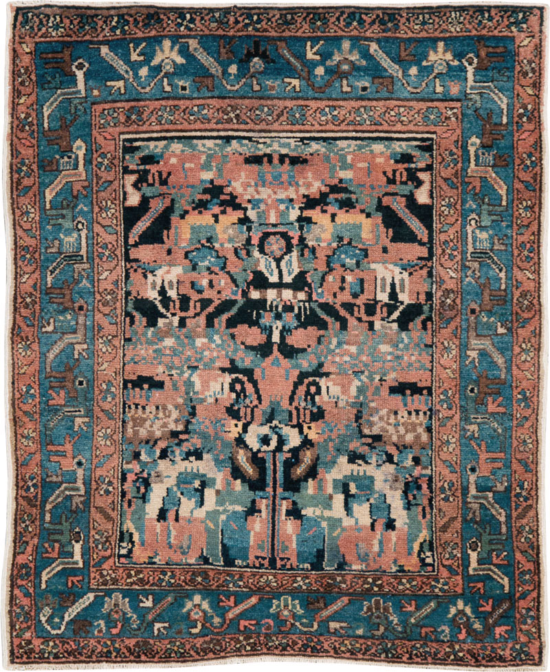 Antique Persian Malayer Square Throw Rug, No.27833 - Staging