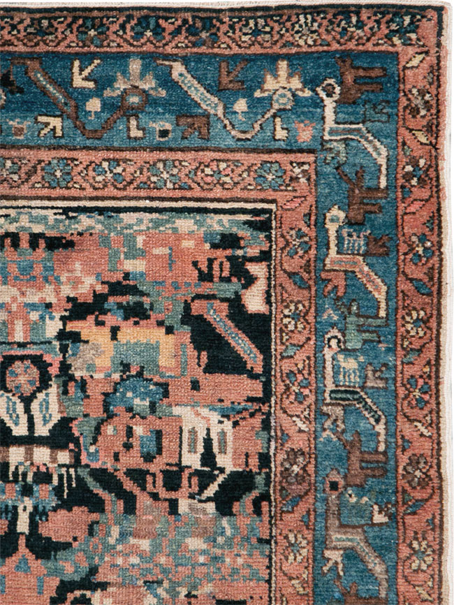 Antique Persian Malayer Square Throw Rug, No.27833 - Staging