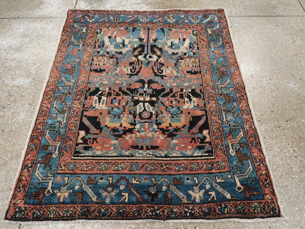 Antique Persian Malayer Square Throw Rug, No.27833 - Staging