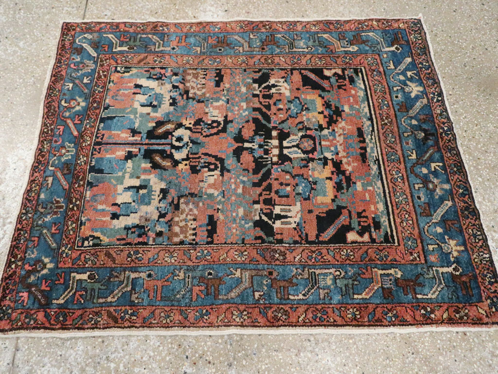 Antique Persian Malayer Square Throw Rug, No.27833 - Staging
