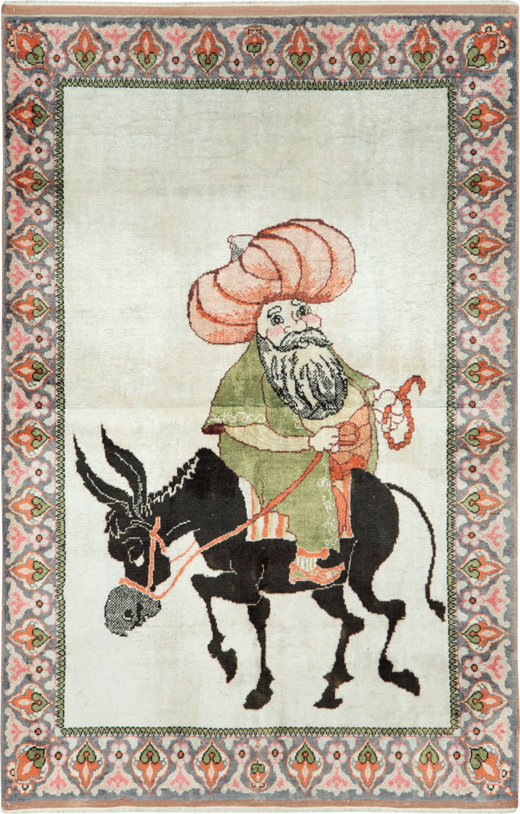 Vintage Turkish Kayseri Pictorial Rug, No.27854 - Staging