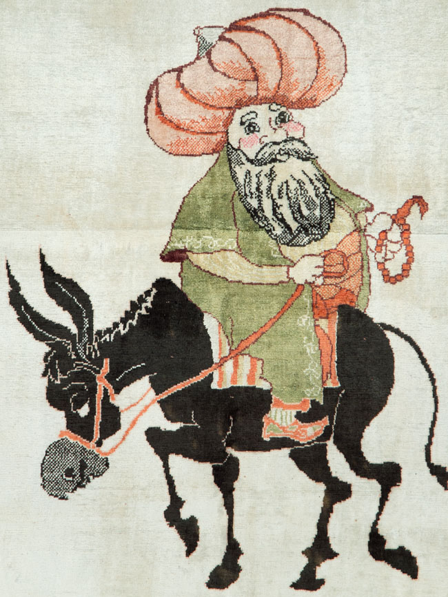 Vintage Turkish Kayseri Pictorial Rug, No.27854 - Staging