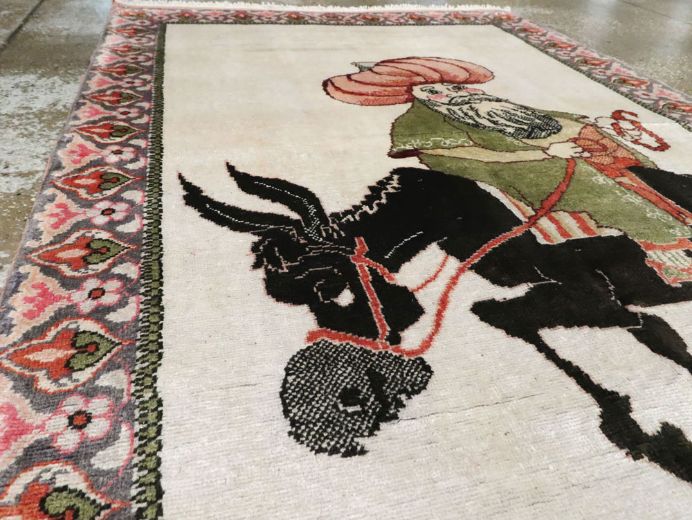 Vintage Turkish Kayseri Pictorial Rug, No.27854 - Staging