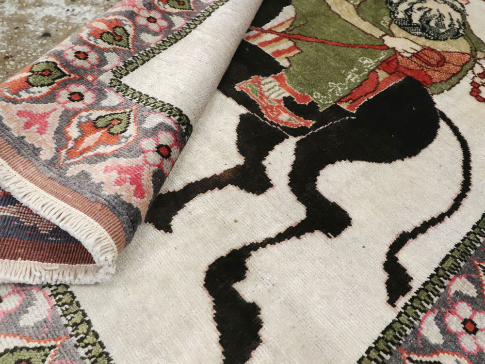 Vintage Turkish Kayseri Pictorial Rug, No.27854 - Staging