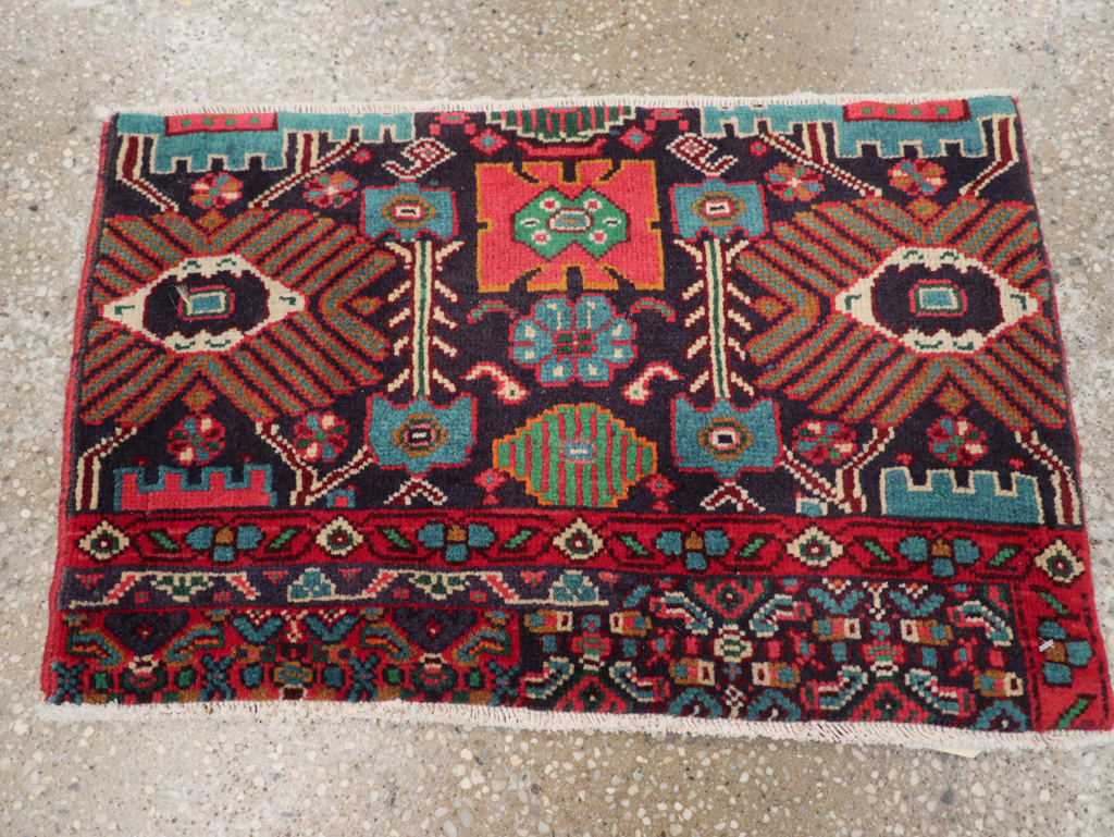 Vintage Persian Bidjar Sampler Throw Rug, No.27861 - Staging