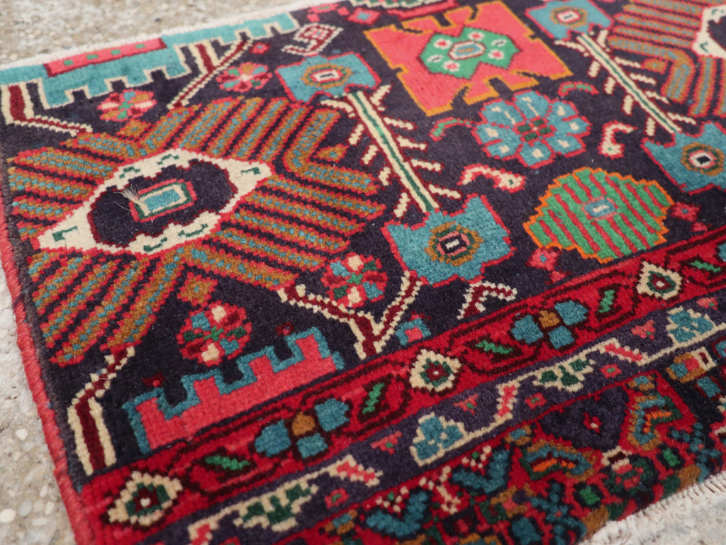 Vintage Persian Bidjar Sampler Throw Rug, No.27861 - Staging