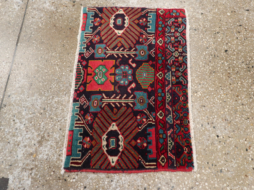 Vintage Persian Bidjar Sampler Throw Rug, No.27861 - Staging