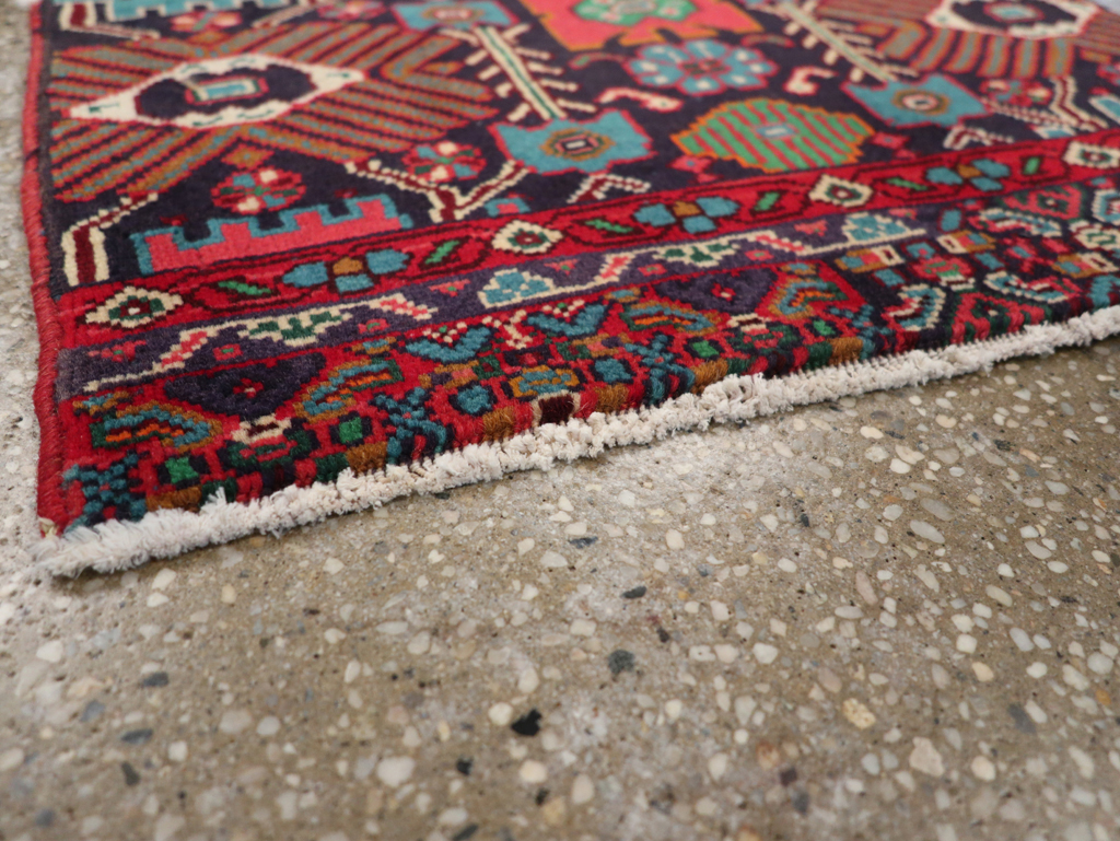 Vintage Persian Bidjar Sampler Throw Rug, No.27861 - Staging