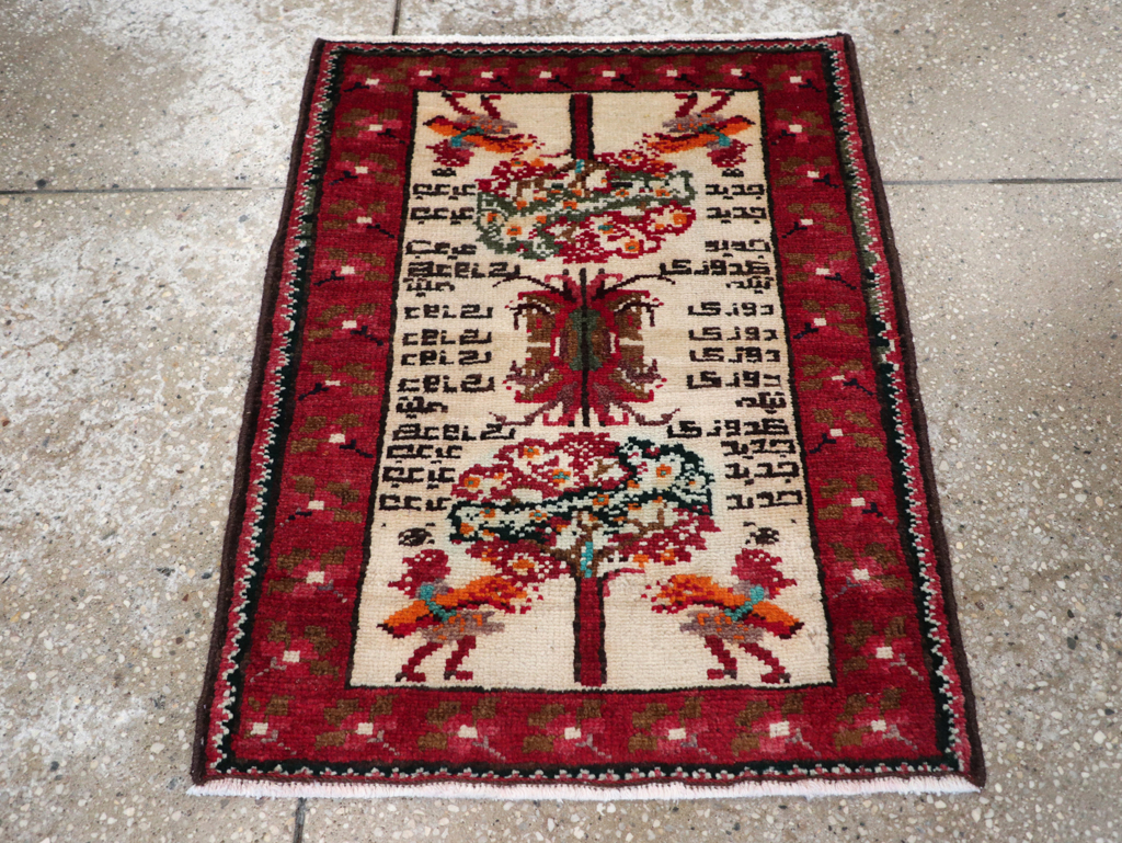 Vintage Persian Hamadan Pictorial Rug, No.27863 - Staging