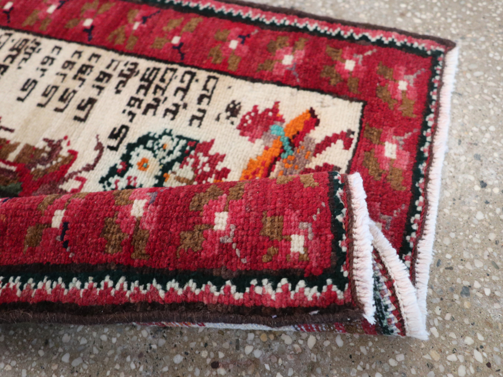 Vintage Persian Hamadan Pictorial Rug, No.27863 - Staging