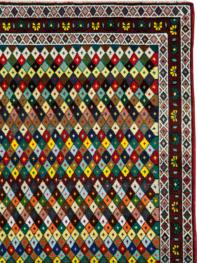 Vintage Persian Hamadan Rug, No.27865 - Staging