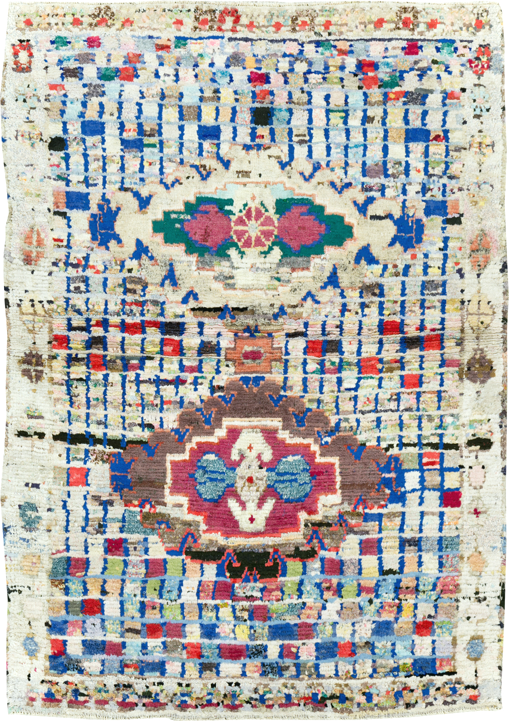 Vintage Persian Cotton Hamadan Rug, No.27867 - Staging