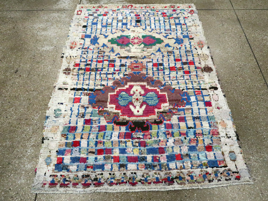 Vintage Persian Cotton Hamadan Rug, No.27867 - Staging