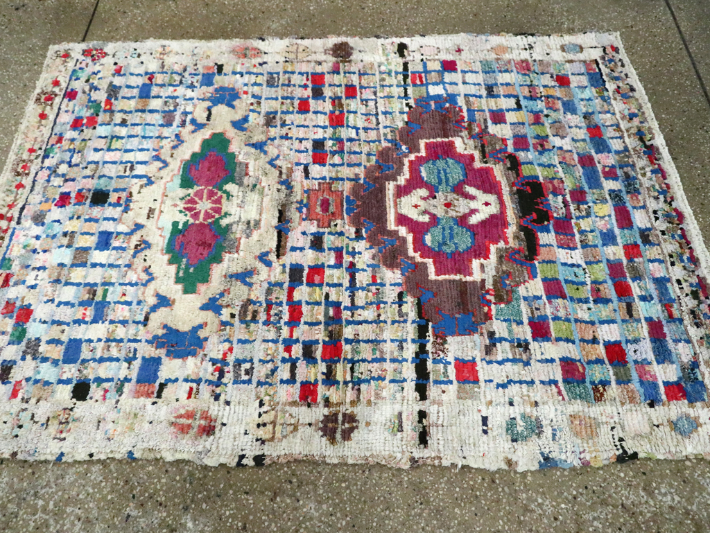 Vintage Persian Cotton Hamadan Rug, No.27867 - Staging