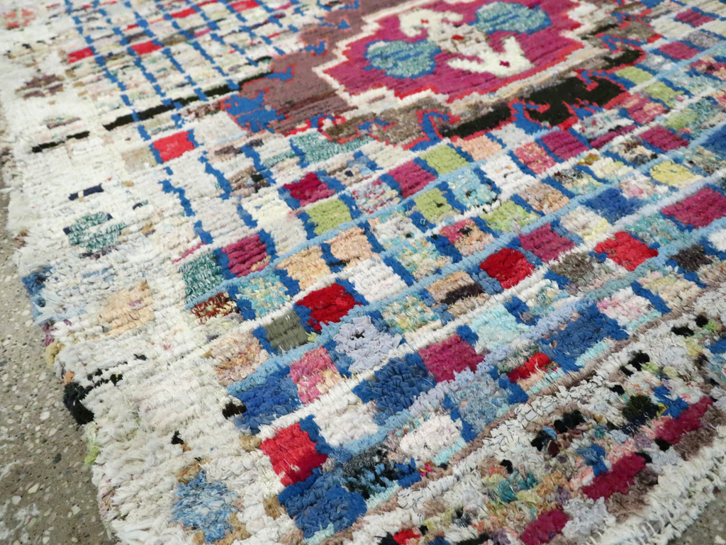 Vintage Persian Cotton Hamadan Rug, No.27867 - Staging