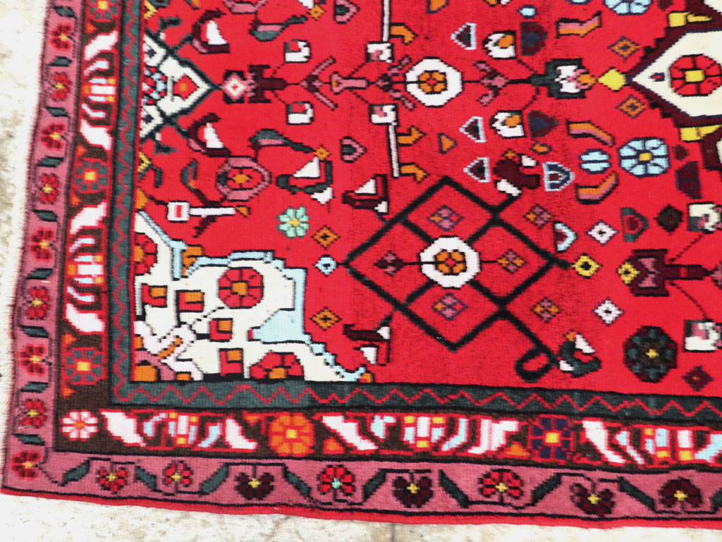 Vintage Persian Hamdan Rug, No.27880 - Staging
