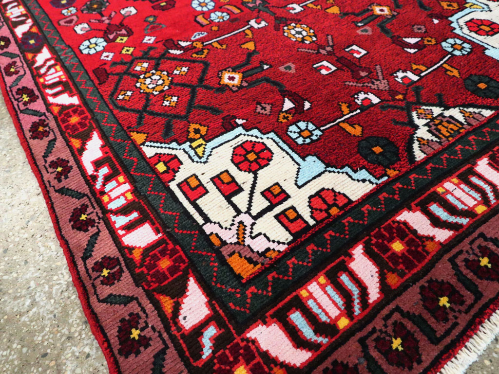 Vintage Persian Hamdan Rug, No.27880 - Staging