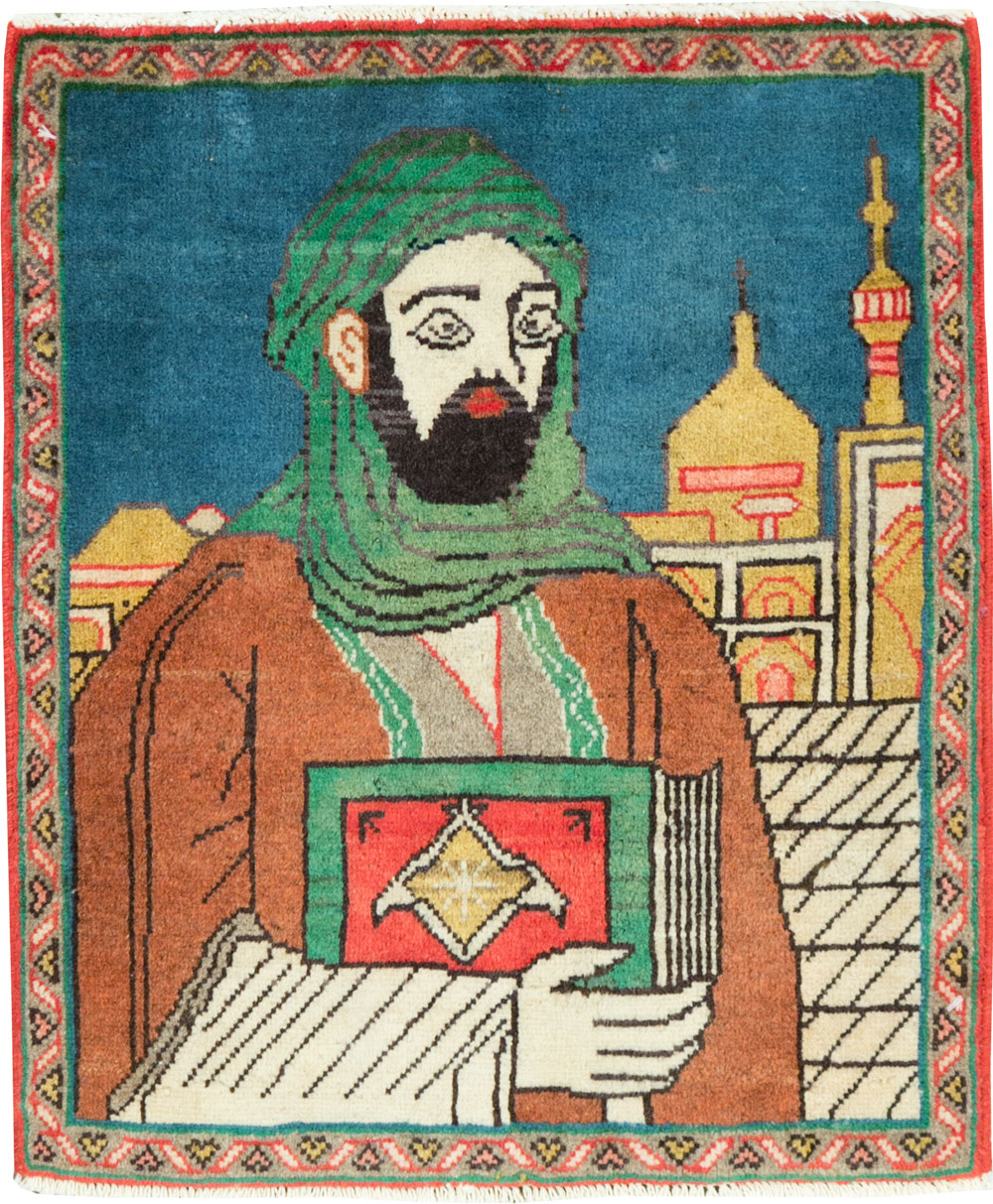 Vintage Persian Tabriz Pictorial Rug, No.27887 - Staging