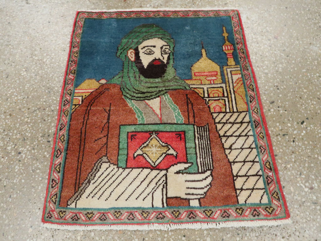 Vintage Persian Tabriz Pictorial Rug, No.27887 - Staging