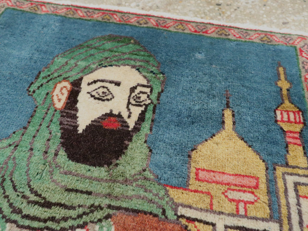 Vintage Persian Tabriz Pictorial Rug, No.27887 - Staging