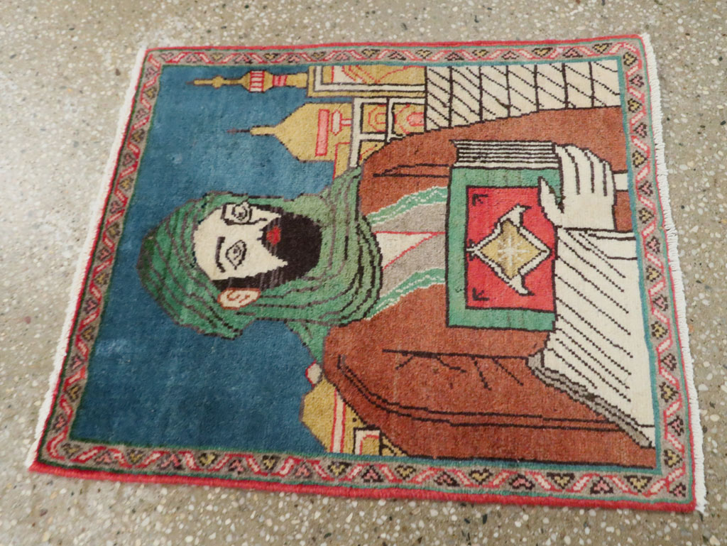 Vintage Persian Tabriz Pictorial Rug, No.27887 - Staging